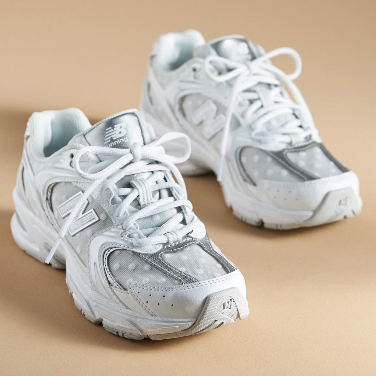 NB 530 Silver Metallic Polka Dots