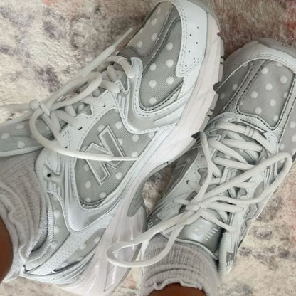 NB 530 Silver Metallic Polka Dots